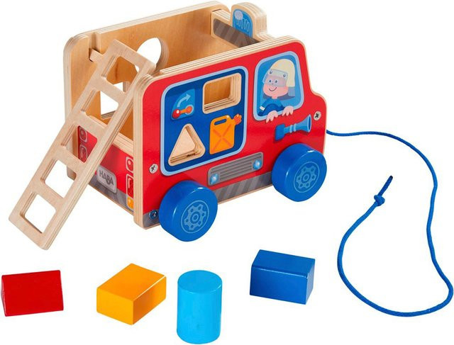 HABA Nachziehspielzeug Feuerwehrauto, Holz, ab 1 Jahr - Bild 1