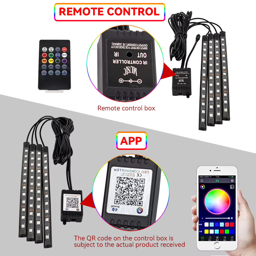 WUMFIRE Motorrad LED Atmosphäre Licht Kit mit RGB Neon Flex Streifen, Fernbedienung und App-Steuerung, Multicolour - Bild 4