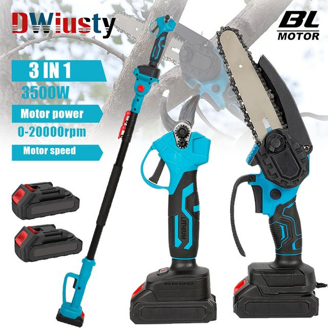 DWiusty 3-in-1 Bürstenlose Gartenpflege-Kombination mit Teleskopstange, 6 Zoll Kettensäge und elektrischer Schere, kompatibel mit Makita 18V Akku - Bild 1
