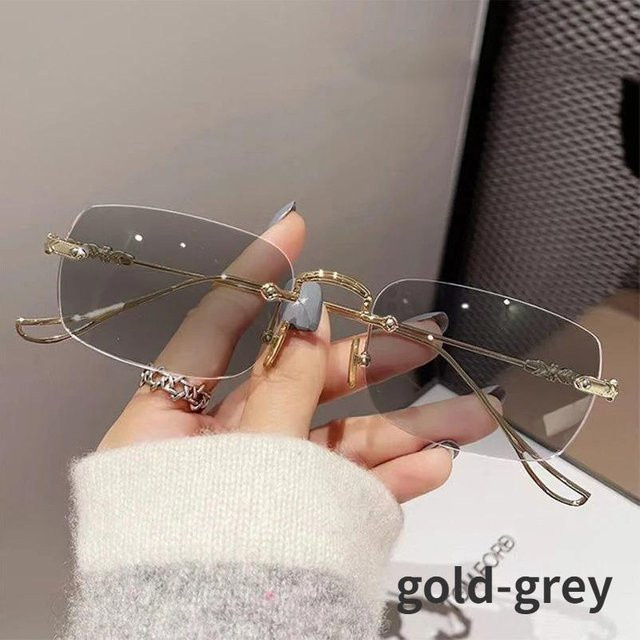 NAPAGE Global Glasses Korrektionsbrille, randlos, rechteckig, Unisex, grau, gold - Bild 1