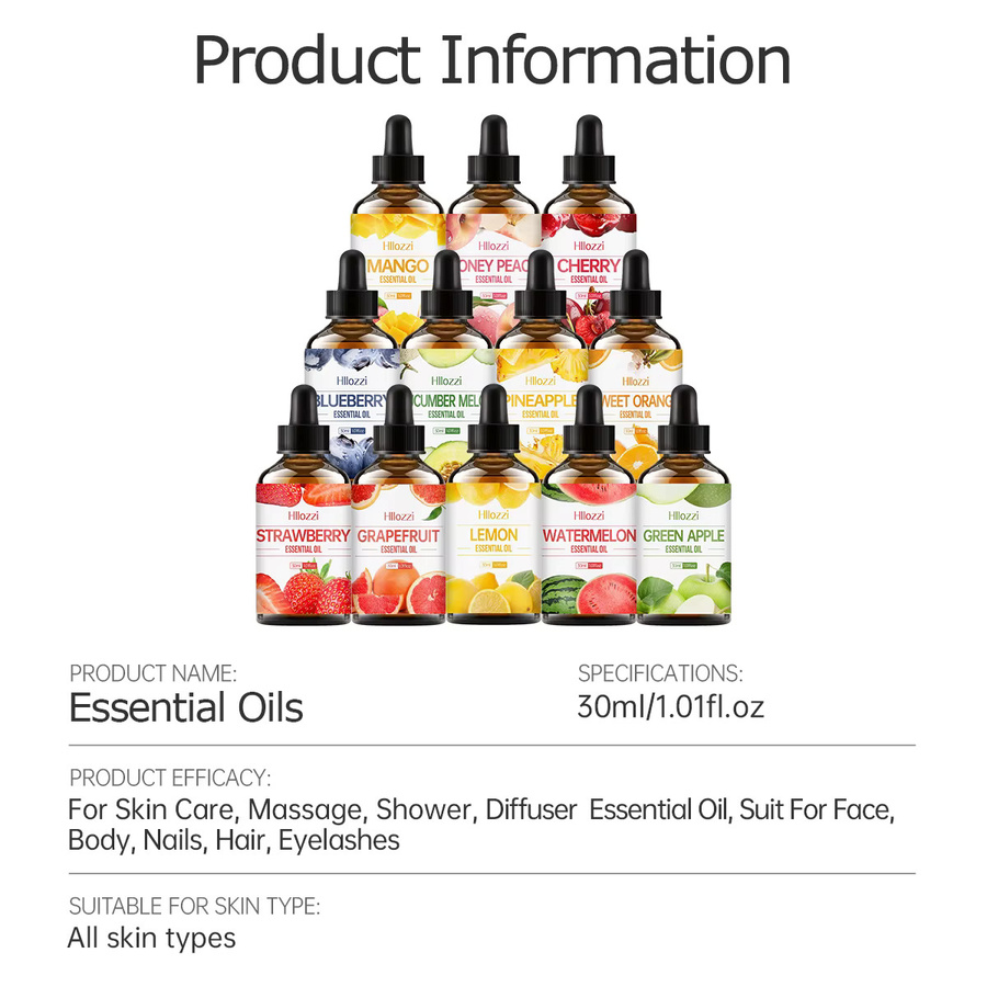 Hllozzi Ätherisches Öl Honey Peach aus der Fruit-Serie für Diffusor, Kerzen und Aromatherapie, 48 ml - Bild 6