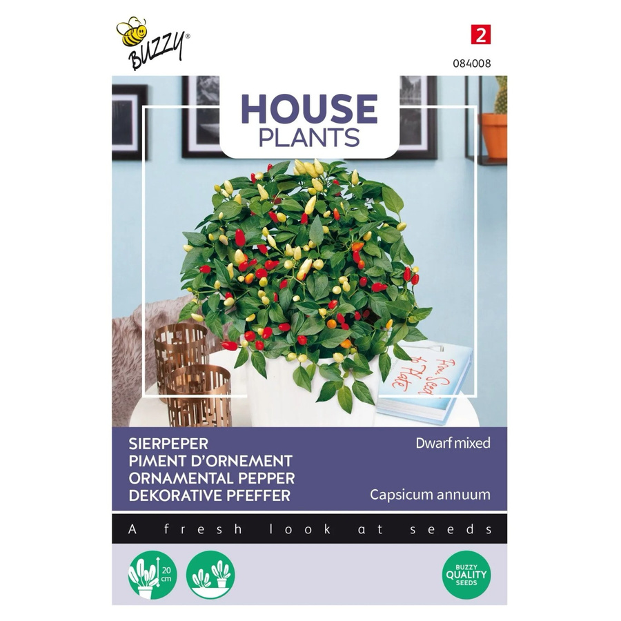 Buzzy House Plants Zierpfeffer Mischung Samen für den Innenbereich, 0,5 g - Bild 2