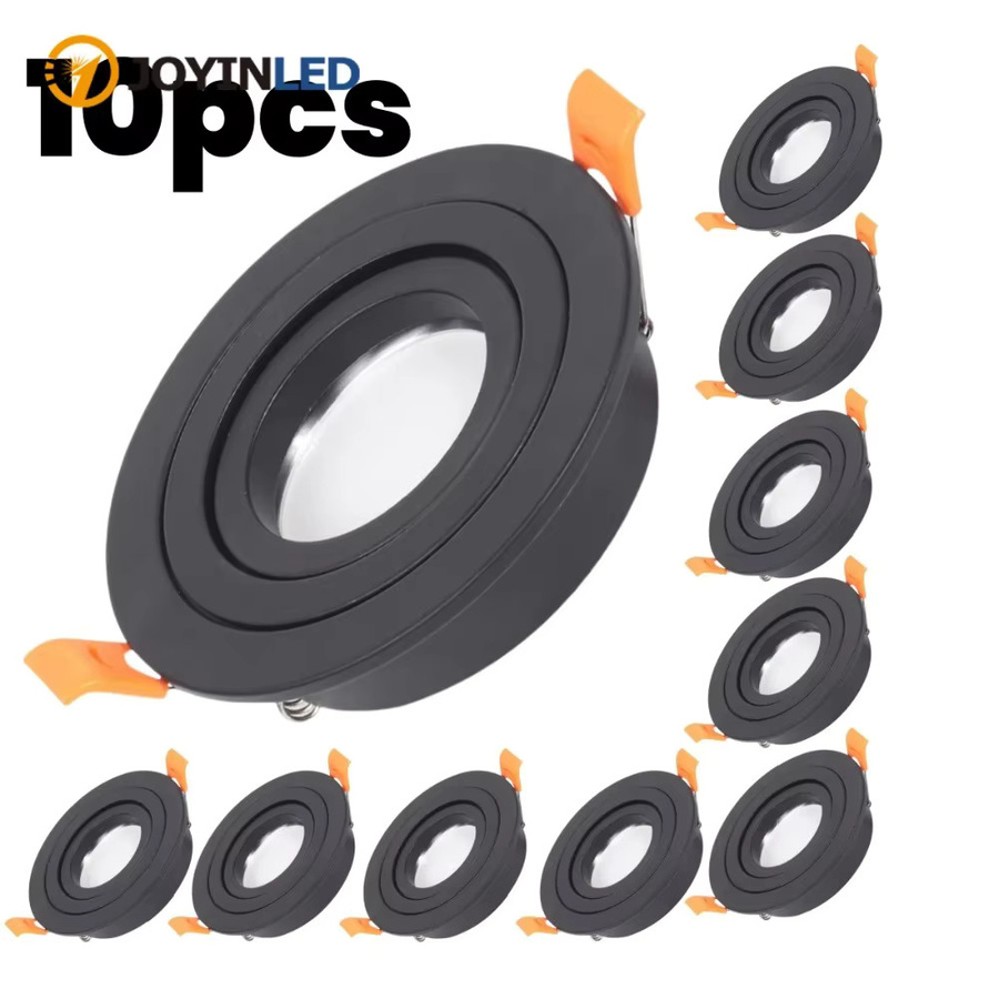 JOYINLED 10er Set Downlight Montage Rahmen für GU10 Birnen, runde Einbau Decken Spots aus Kunststoff in Schwarz für Schlafzimmer und Küche - Bild 2
