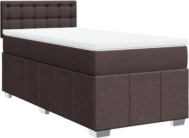 vidaXL Boxspringbett mit Matratze Dunkelbraun Hybrid-Modell mit Taschenfederkern B/T: 100 x 200 cm - Bild 1