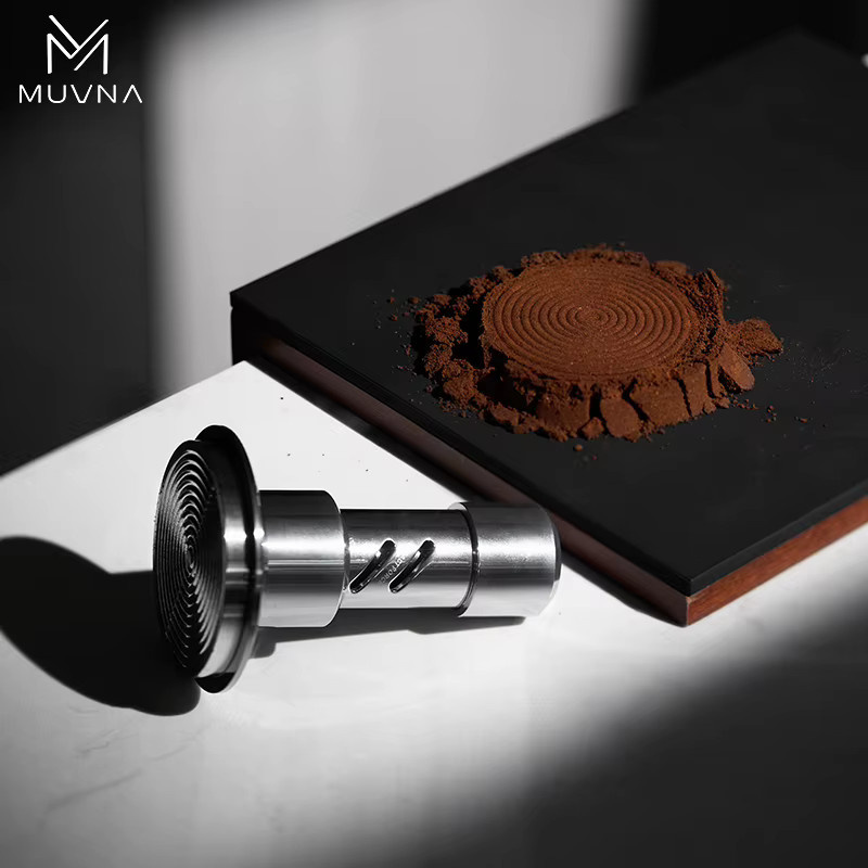 Muvna Espresso Tamper mit Soundfeedback und 4-Feder-System aus Edelstahl in Silber für gleichmäßigen Tamperdruck - Bild 5
