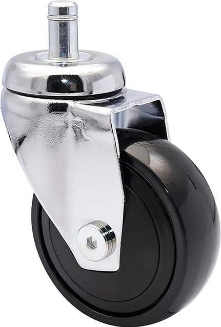 Wagner Möbel-Lenkrolle 3C-Serie Softrolle in Schwarz mit Chrom- und Stahlkomponenten, Tragkraft 75 kg, Durchmesser 75 mm - Bild 1