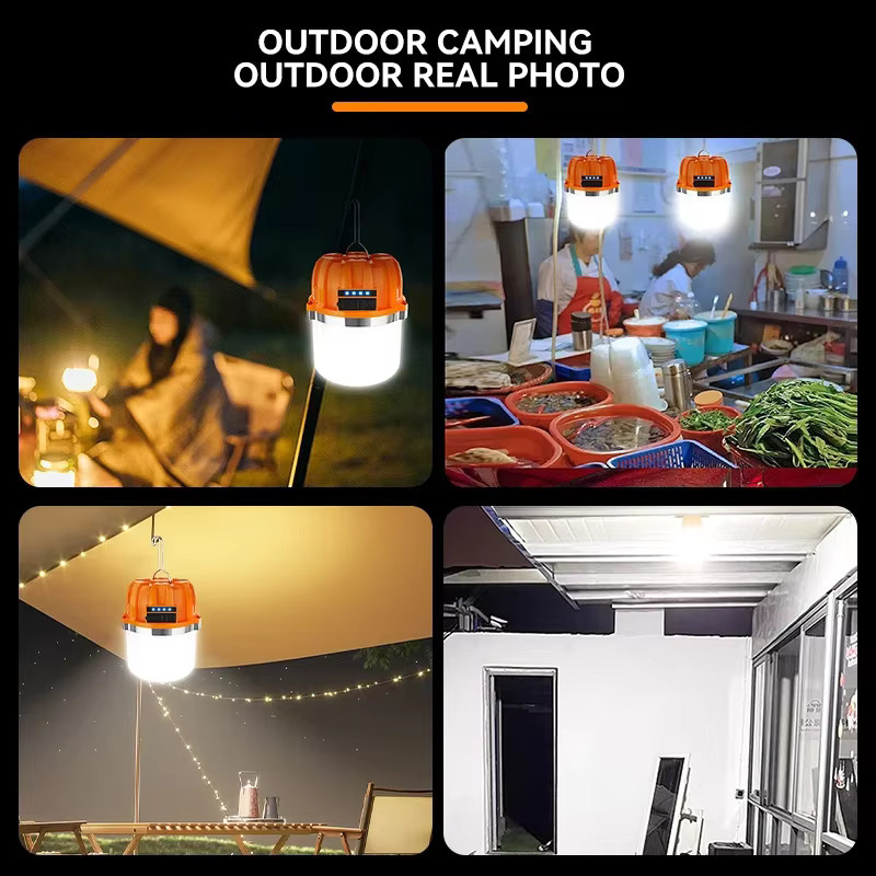 KDULIT LED Campinglaterne mit USB-Akku und Haken, Mehrfarbig, Weiß/Orange, B/T/H: 17,0 x 12,0 x 1,0 cm - Bild 6