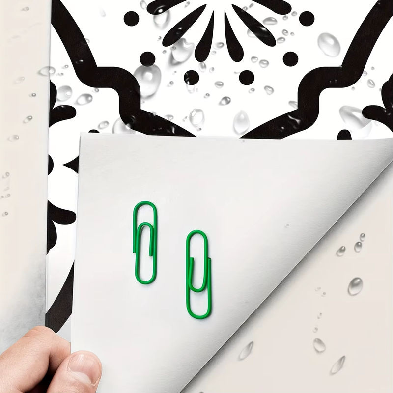 Selbstklebende Treppenstufen-Aufkleber in Schwarz-Weiß mit geometrischem Design, wasserfest und feuchtigkeitsbeständig für Keramikfliesen - Bild 2