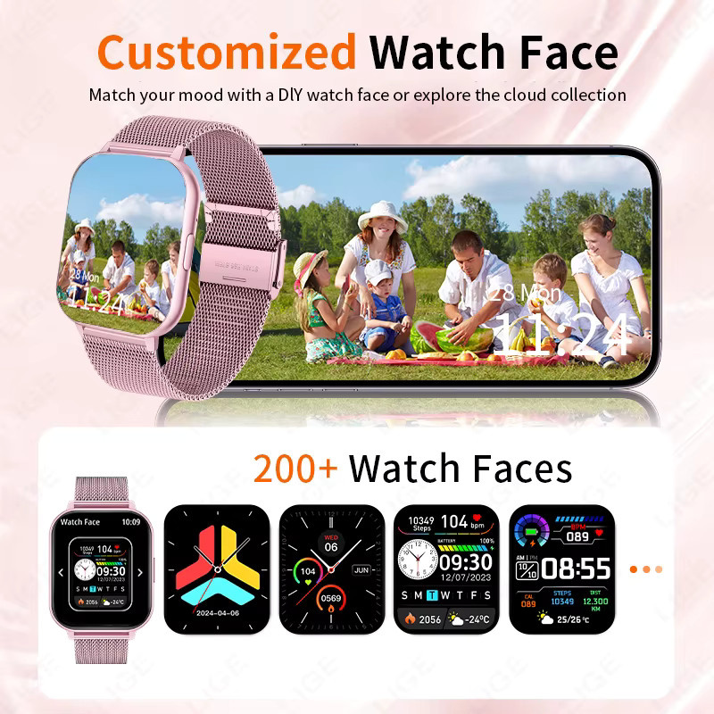 LIGE Smartwatch, 1,83'', Weiß, Damen, wasserdicht, Bluetooth - Bild 5