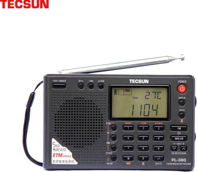 Tecsun PL380/XHDATA D109 DSP Digitales tragbares Vollband-Stereo-Radio in Schwarz mit FM/LW/SW/MW Empfang - Bild 1