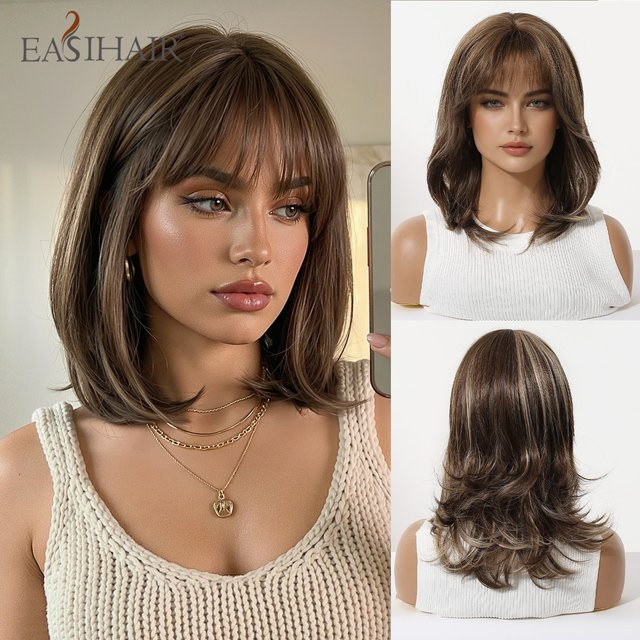 EASIHAIR Bob-Synthetik-Perücke, kurz, glatt, braun-blond, Damen - Bild 1