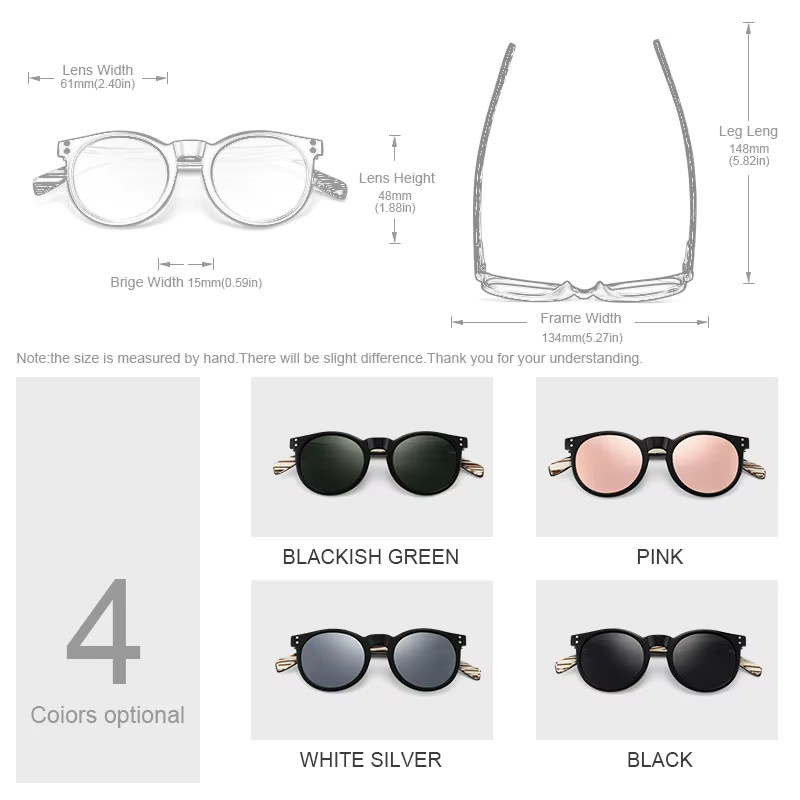 Hu GR8003 Sonnenbrille, Holz, rund, Vollrand, pink, Unisex, polarisiert - Bild 1
