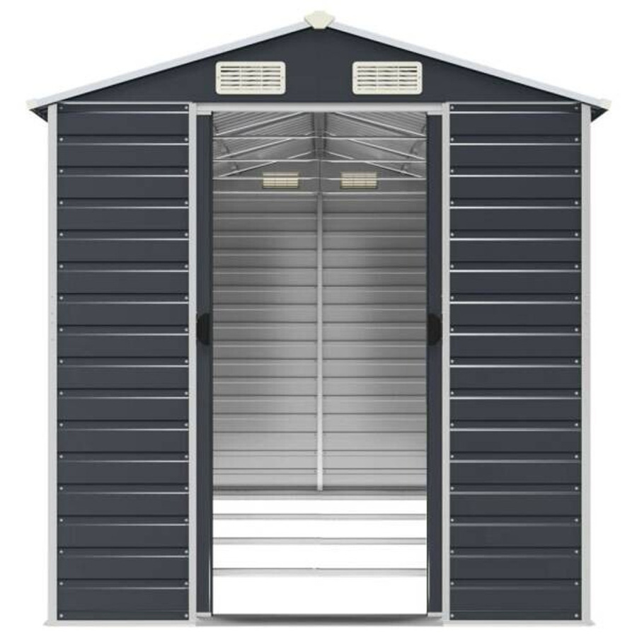 vidaXL Gartenhaus aus verzinktem Stahl in Anthrazit mit Schrägdach, B/T/H: 191 x 385 x 198 cm - Bild 3