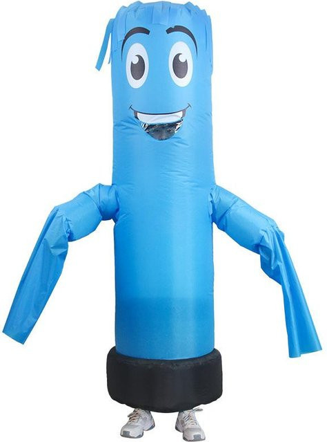Roter Smiley Tänzer Aufblasbares Kostüm, Erwachsene, 150-190cm, blau - Bild 1
