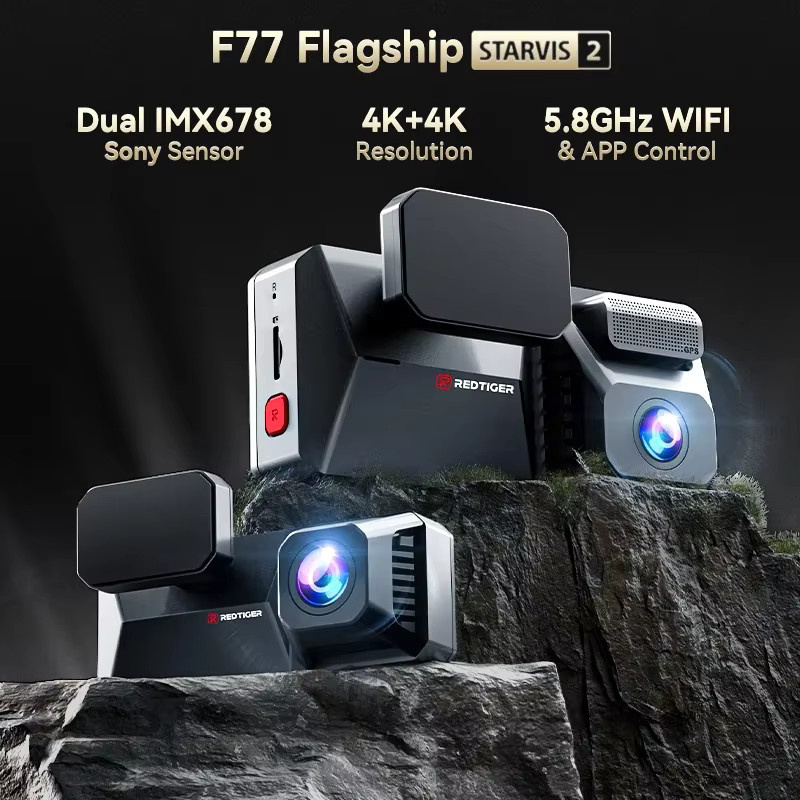 REDTIGER F77 Dashcam Dual-Autokamera mit 4K UHD, STARVIS 2 Nachtsicht, GPS und 5,8GHz WLAN in Schwarz - Bild 2
