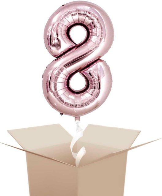 Rico Design Folienballon mit Helium Zahl 8 in Rosa, Höhe: 86 cm - Bild 1