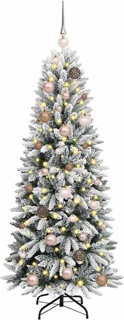 vidaXL Künstlicher Weihnachtsbaum in Grün mit 150 warmweißen LEDs, höhenverstellbar, B/T/H: 63 x 63 x 150 cm - Bild 1