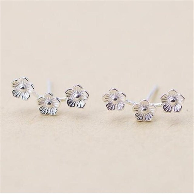 YIRAN Jewelry Ohrstecker 925 Silber, Drei-Blumen, Damen - Bild 1