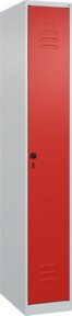 C+P Spind Classic PLUS Spind mit 1 Abteil und mittiger Trennwand, grau/rot, H x B x T: 185 x 30 x 50 cm - Bild 1