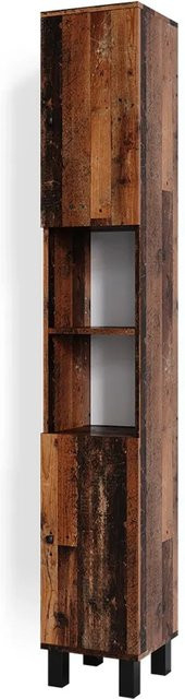 Vicco Badschrank Fynn Old Style Hochschrank Badezimmerschrank Eiche Rustikal Braun B: 30 cm, H: 190 cm - Bild 2