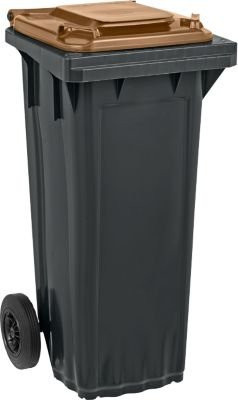 SSI Schäfer Mülltonne PRO 60 WAVE, 60 l, fahrbar, schwarzbraun, gewellter Rand - Bild 1