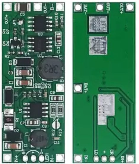 DC Lade-Step-Up-Booster-Modul für 18650 Lithium-Batterien, USV-Spannungswandler mit Schutzfunktion, Grün - Bild 1