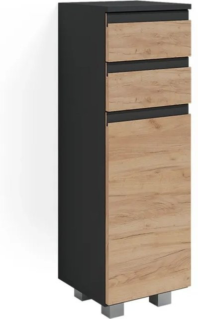 Vicco Midischrank Badschrank J-Shape in Anthrazit und Eiche, B/T/H: 30 x 13,51 x 95 cm - Bild 2