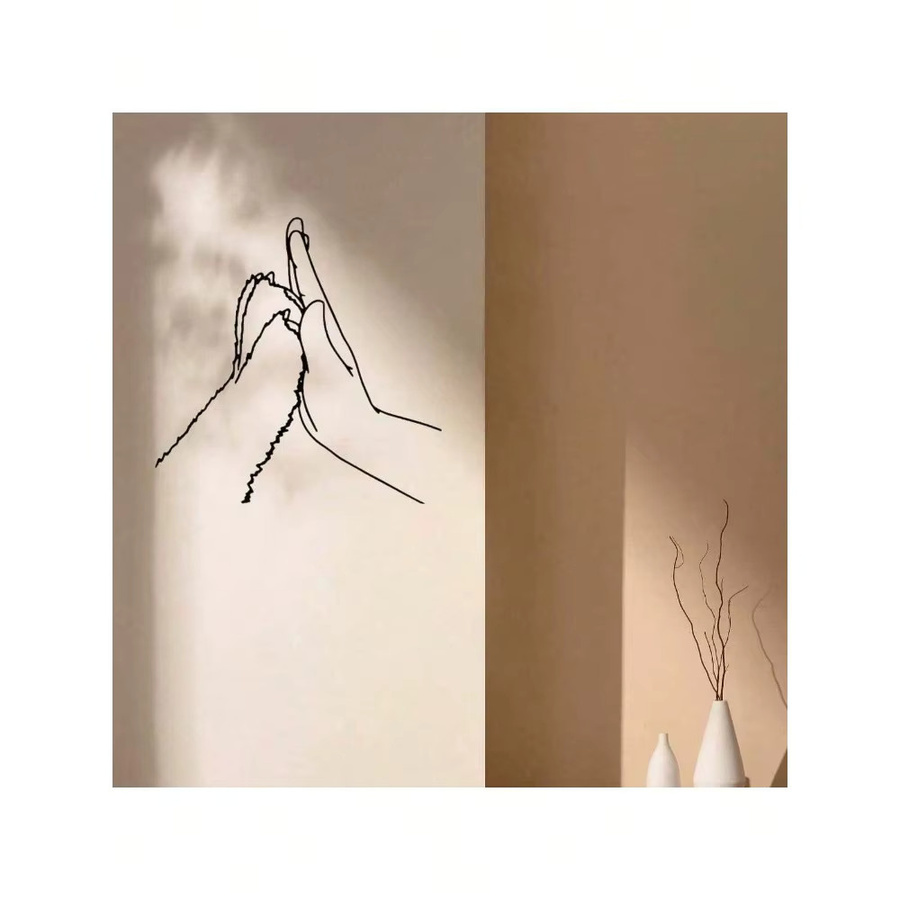 CIFBUY Hunde-Handabdruck Wandkunst aus Metall in Schwarz für moderne Wohnzimmer - Bild 1