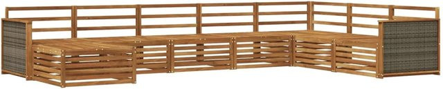 vidaXL Outdoor-Sofagarnitur aus Akazienholz in Braun, 8-teiliges U-Shape Set mit modernem Latten-Design - Bild 1