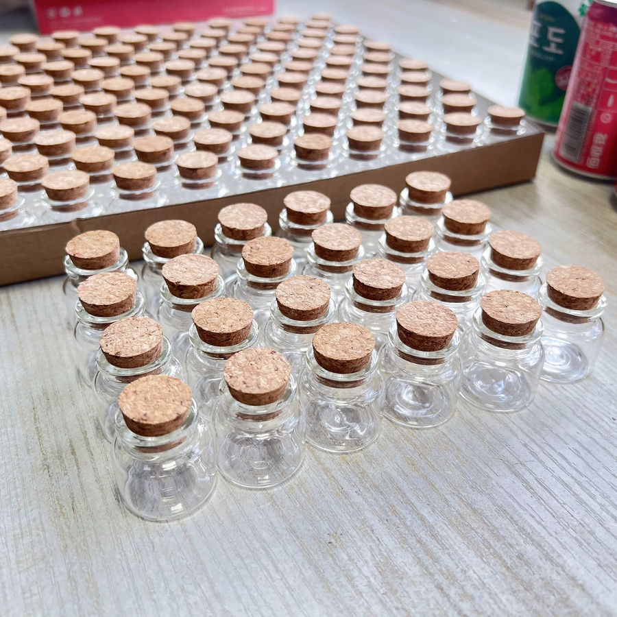 LYGIL Mini-Dekor-Glasflaschen mit Korkverschluss, transparent, 10 ml, B/H/T: 1,6 x 3,0 x 3,0 cm - Bild 2