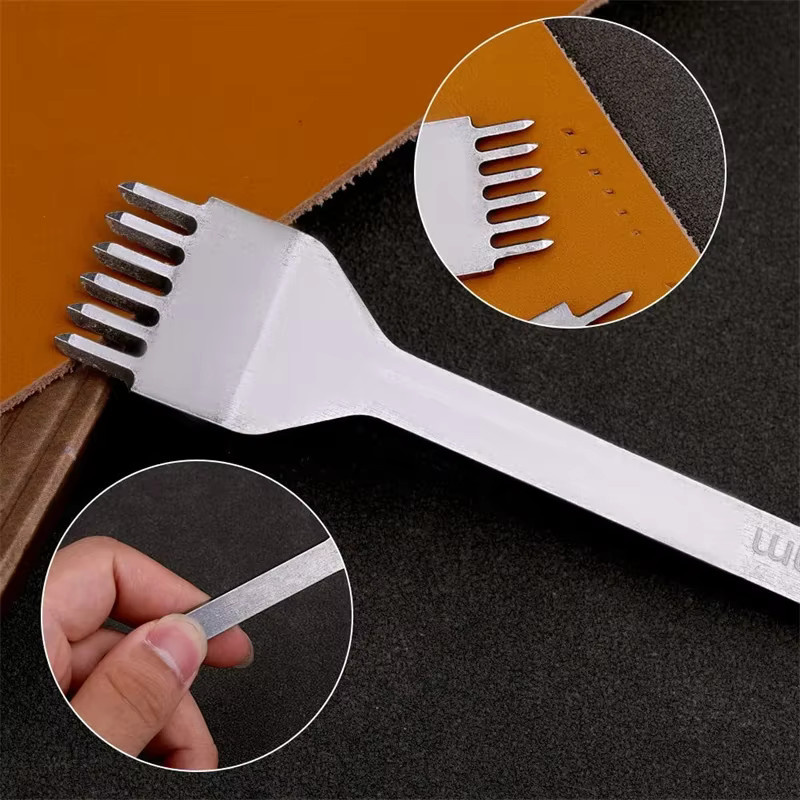 eelhoe Lederlocher DIY Werkzeug Set mit 1, 2, 4 oder 6 Zinken in Silber für Lederarbeiten und Nähen - Bild 5