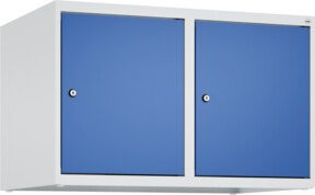 C+P Aufsatzschrank 7035/5010 mit 2 Abteilen, Wandmontage, Zylinderschloss und Soft-Close-Türen, B/H/T: 80 x 50 x 50 cm, Stahl, Grau/Blau - Bild 1