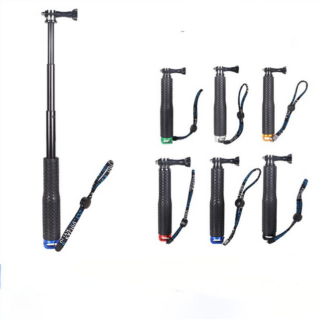 Lousxy Teleskop-Selfie-Stick aus Aluminiumlegierung in Schwarz, ausziehbar auf 48 cm für GoPro, OSMO Action und Actioncams - Bild 1