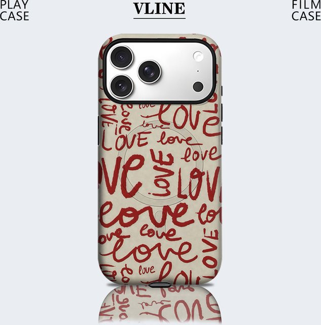 Potdemiel Robuste Handyhülle mit Roter Liebes-Typografie für iPhone 17 16 15 14 13 Pro Max Plus mit Magnetfunktion - Bild 1