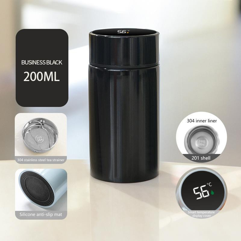 Rainy Hyades Smart Thermos Wasserflasche mit intelligenter Temperaturanzeige und Filter aus Edelstahl in Schwarz, 200 ml - Bild 2