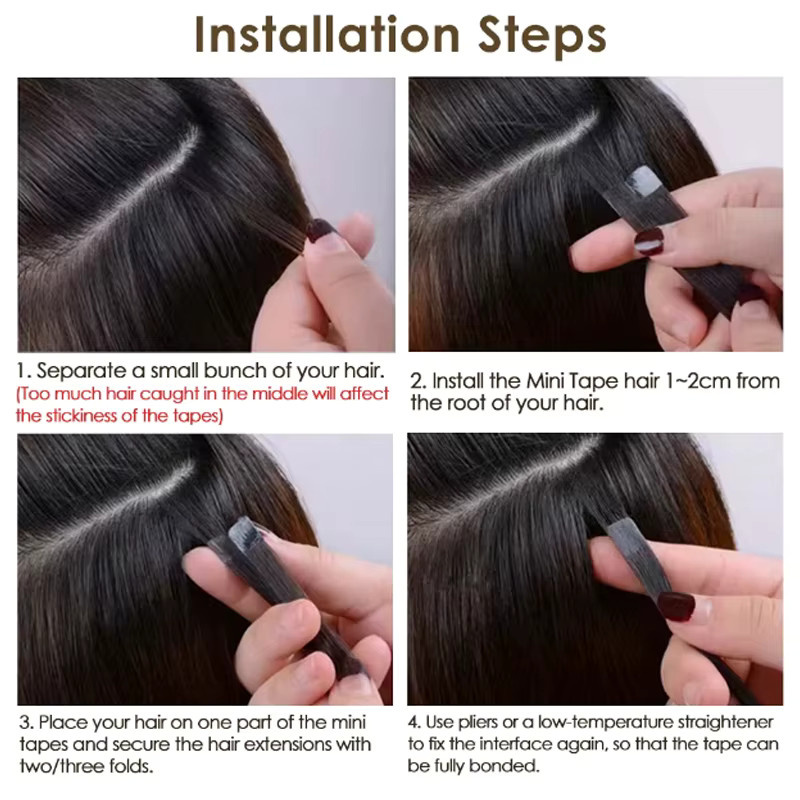 MRSHAIR Mini-Band-Haarverlängerungen, Echthaar, 10 Stück - Bild 2