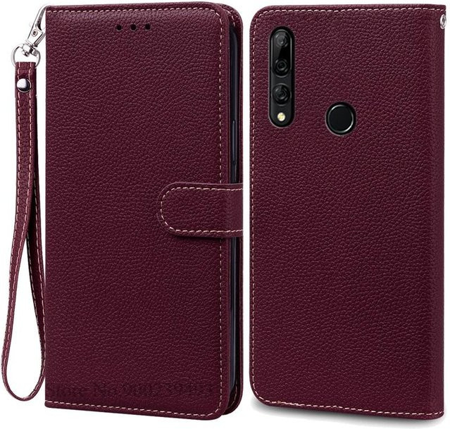 Leder-Brieftasche und Silikon-Klapphülle für Huawei Honor 9X in Lila mit Fingerabdrucksensor-Zugang - Bild 1