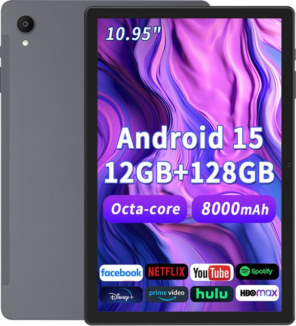 Paitanry Android 15 Tablet mit 10,95 Zoll IPS Display, 12GB RAM, 128GB ROM, Octa-Core Unisoc T606, 8000mAh Akku und WiFi 6 - Bild 1