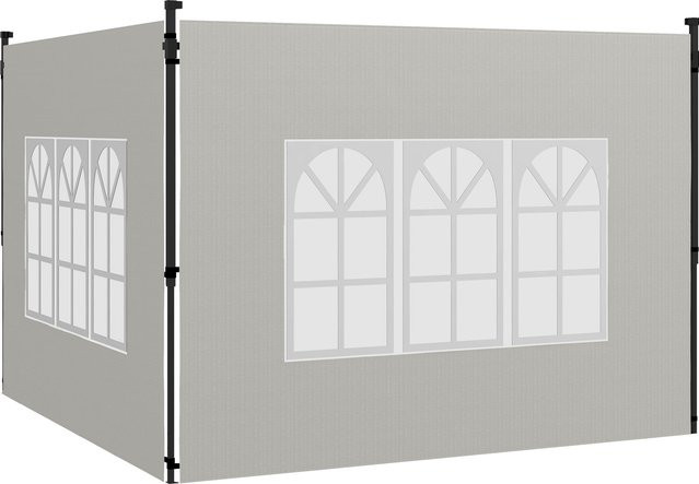 Outsunny 2er Set Seitenwände für Pavillon 3x3 m oder 3x6 m, wasserdicht und winterfest mit Fenster, Farbe: Weiß - Bild 1