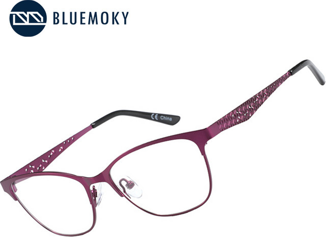BLUEMOKY Korrektionsbrille Schmetterlingsform, Metall, Vollrand, lila, Damen - Bild 1