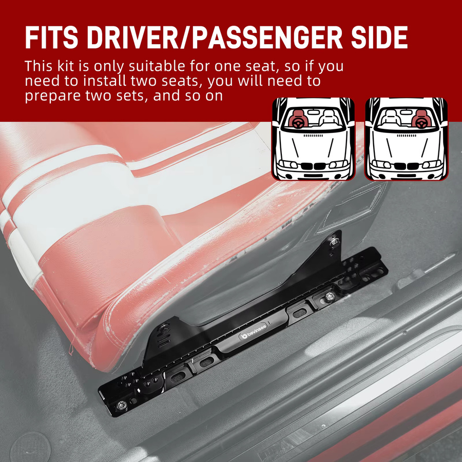 BEVINSEE Billet Sitzbodenhalterungsadapter schwarz, verstellbar für BMW E90 E91 E92 E82 (2005-2013) - Bild 2