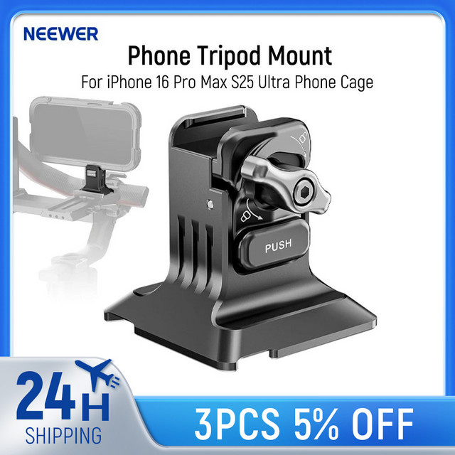 NEEWER Telefonstativhalterung mit Arca-Basis und Schnellverschlussklemme für iPhone 16 Pro Max und S25 Ultra, 1/4 Zoll Gewinde, Schwarz oder Silber - Bild 1