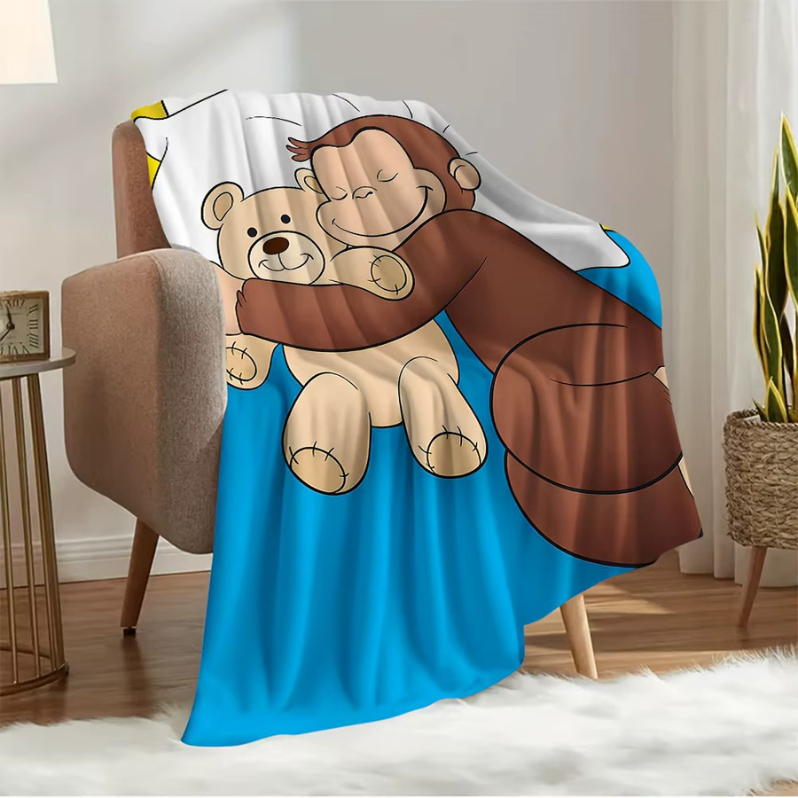 VIKAMA Curious George Cartoon-Decke für Kinder in Multicolour, weiche und warme Schlafdecke mit Tier-Print - Bild 2