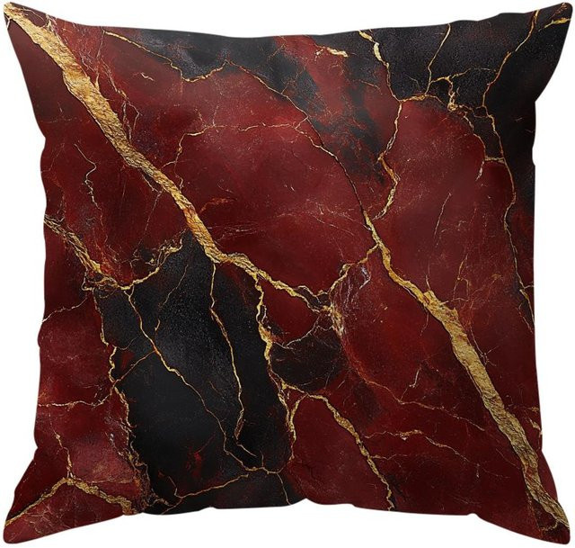JMG Clothing Kissenbezug Marmor Design in Weinrot, Quadratisch, B/T/H: 45 x 45 x 0 cm - Bild 1