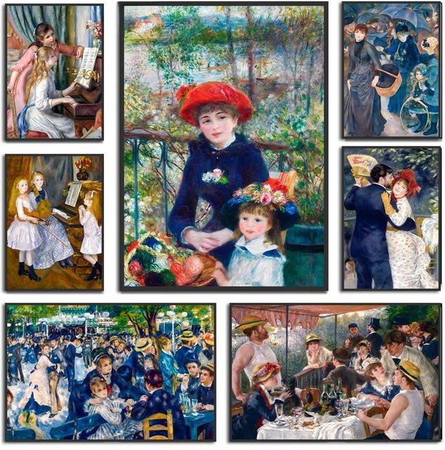 YUTTEE Wandkunst Poster Auguste Renoir und Claude Monet Porträt Tanz bei dem Moulin de la Galette Mehrfarbig B: 30,0 cm, H: 20,0 cm - Bild 1