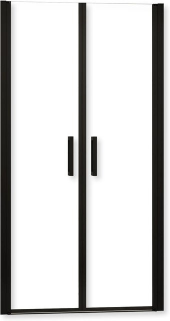 AICA Duschabtrennung Doppeltür als Nischentür und Pendeltür mit 8mm Nanoglas in Schwarz, B: 80 cm, H: 200 cm - Bild 1
