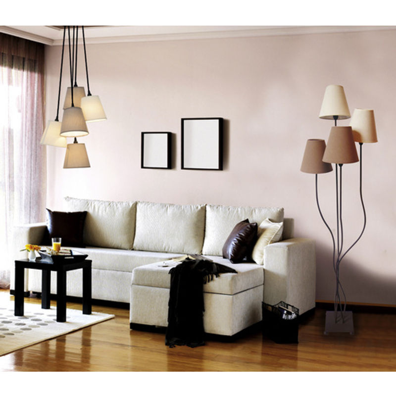 Näve Stehleuchte Boho 4-flammig Beige-Braun aus Metall und Textil B/H/T: 34 x 138 x 43 cm - Bild 4