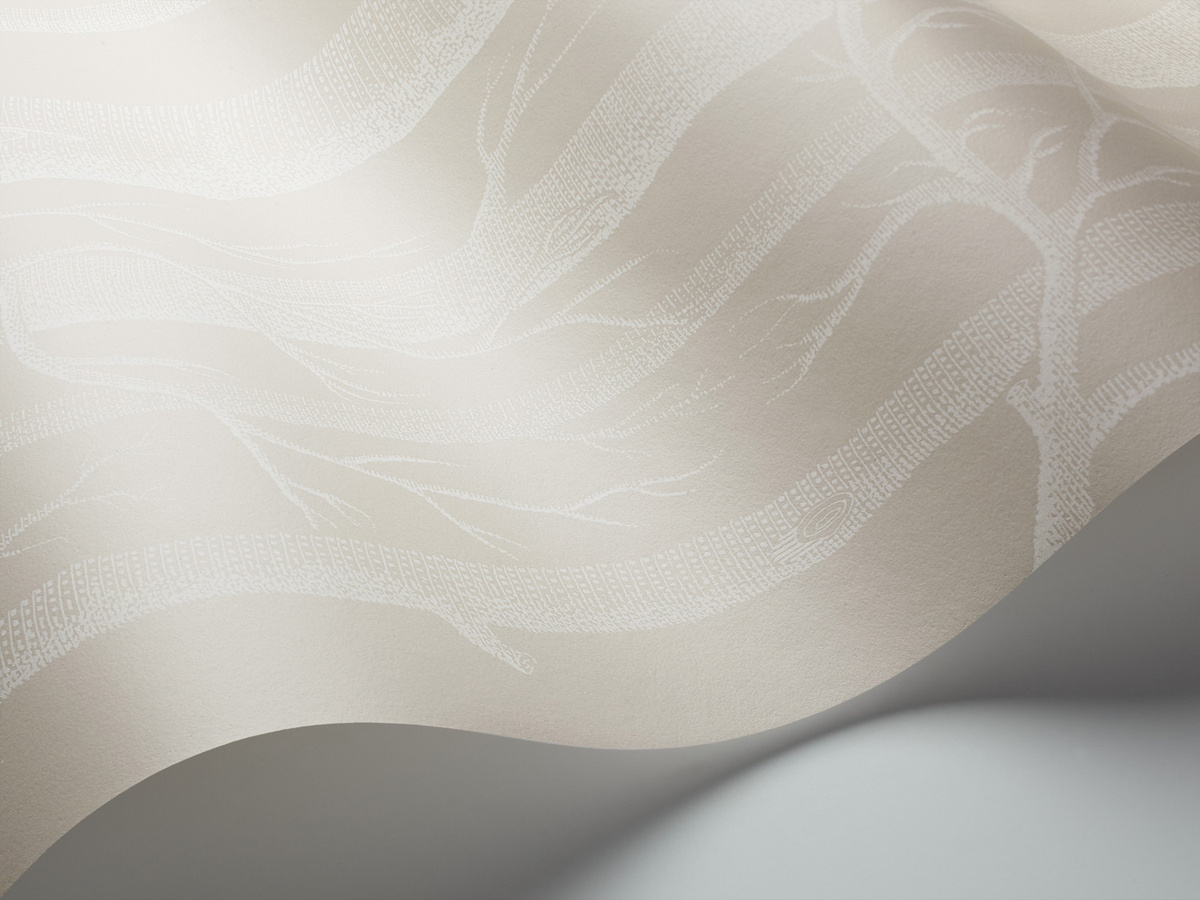 Cole & Son Tapete Woods Icons in Stone und White mit botanischem Naturmotiv und floralen Elementen aus Vlies - Bild 1