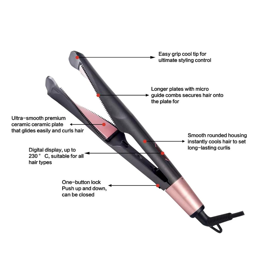 2-in-1-Haarglätter und Lockenstab aus Turmalin-Keramik, Unisex - Bild 2