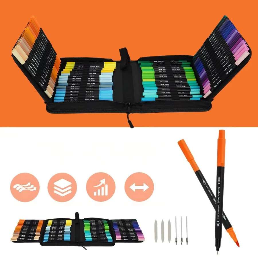 100-teiliges Pinselstift-Set mit doppelseitigen Filzstiften in Multicolour für Handlettering, Manga und Malbücher - Bild 5